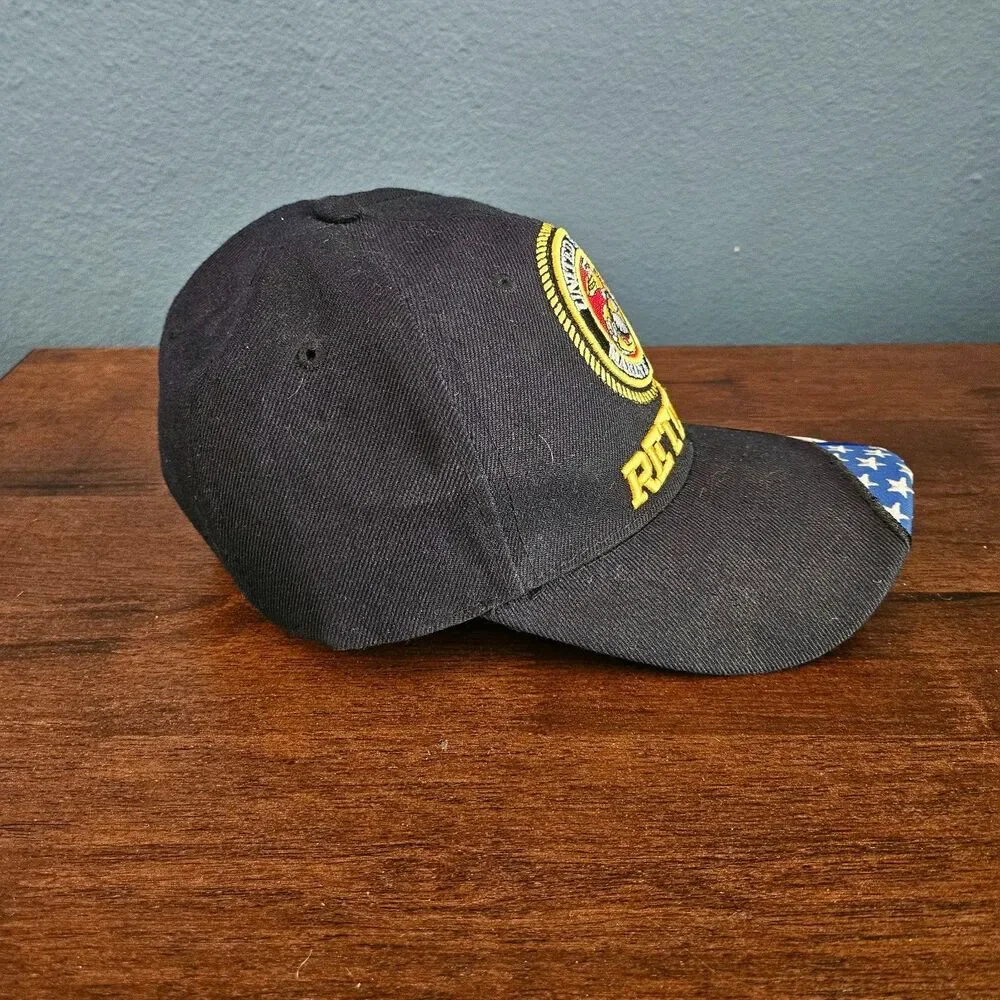United States Marines Corps Retired Hat Adjustable Cap USMC US Flag Licensed